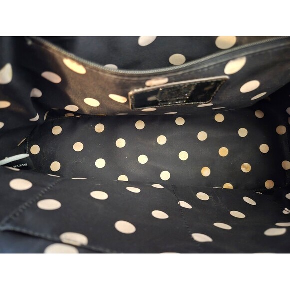 ANNE KLEIN Black Faux Reptile Print Patent Leather Zip Top Purse - Picture 5 of 6